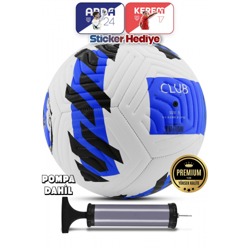 Orijinal Futbol Topu Pompa Hediyeli Sert Zemin Halı Saha Futbol Topu Hibrit Mavi No:5