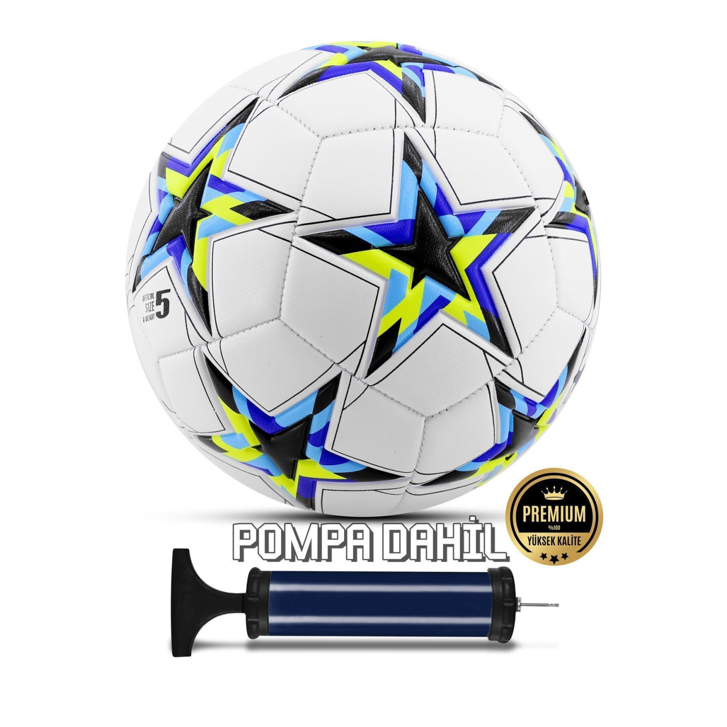 Orijinal Futbol Topu Şampiyonlar Ligi Pompalı Sert Zemin Halı Saha Futbol Topu No:5 Siyah 034