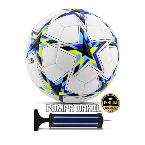 Orijinal Futbol Topu Şampiyonlar Ligi Pompalı Sert Zemin Halı Saha Futbol Topu No:5 Siyah 034