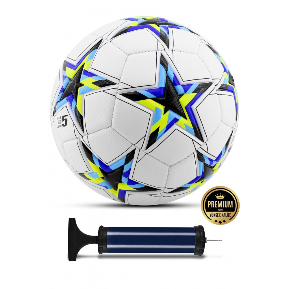 Orijinal Futbol Topu Şampiyonlar Ligi Pompalı Sert Zemin Halı Saha Futbol Topu No:5 Siyah 034