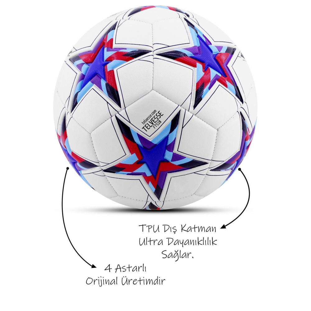 Pro Futbol Topu Maestro Şampiyonlar Ligi Pompalı Sert Zemin Halı Saha Futbol Topu No:5 Mavi