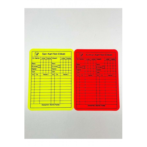 Fifa Baskılı Kalın Sarı Kırmızı Kart Çizelgeli (Kurşun Kalem ile Yazılır, Silinir)