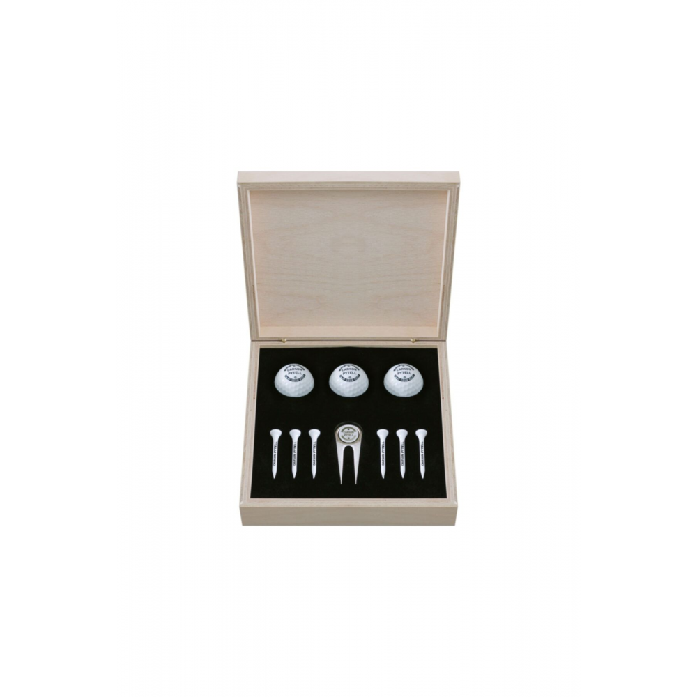 Profesyonel 3 Golf Topu 6 Tee Ve Marker Ahşap Kutulu Set