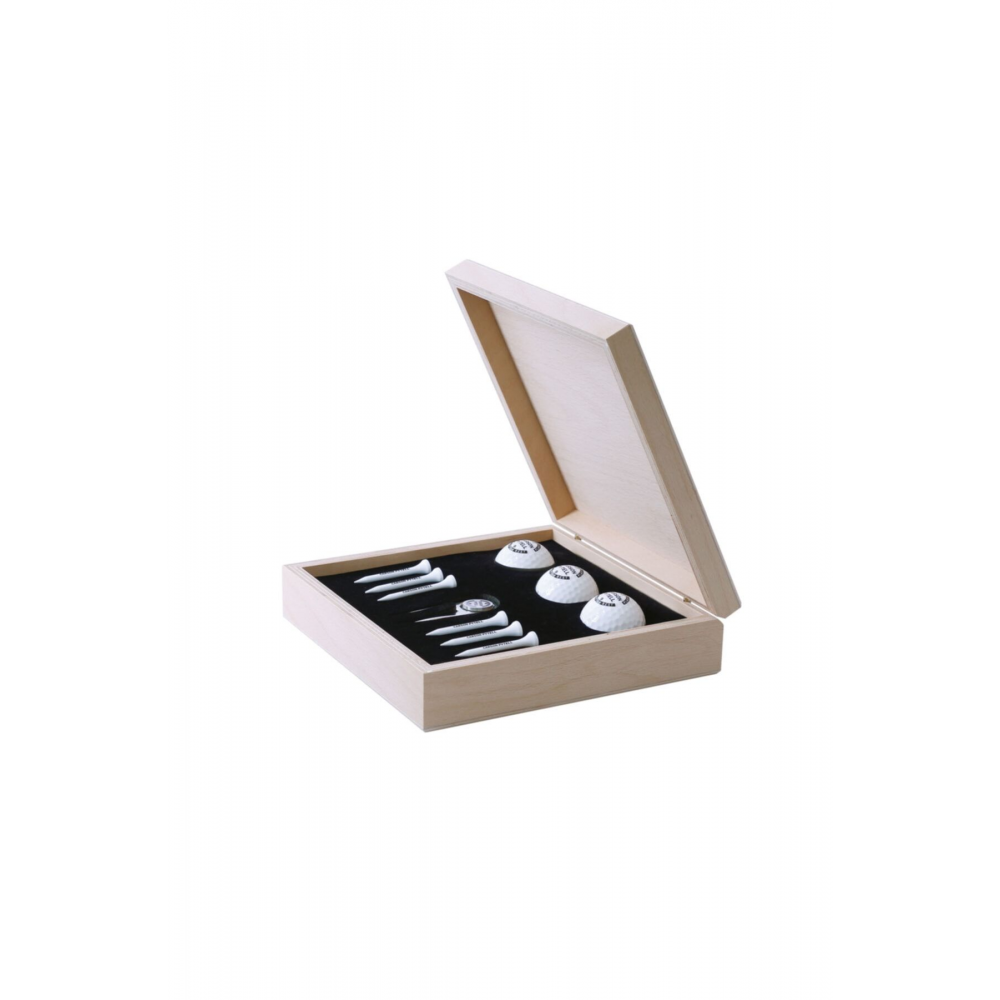 Profesyonel 3 Golf Topu 6 Tee Ve Marker Ahşap Kutulu Set
