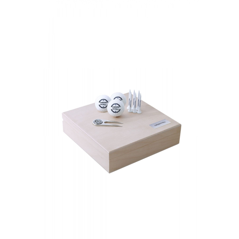 Profesyonel 3 Golf Topu 6 Tee Ve Marker Ahşap Kutulu Set