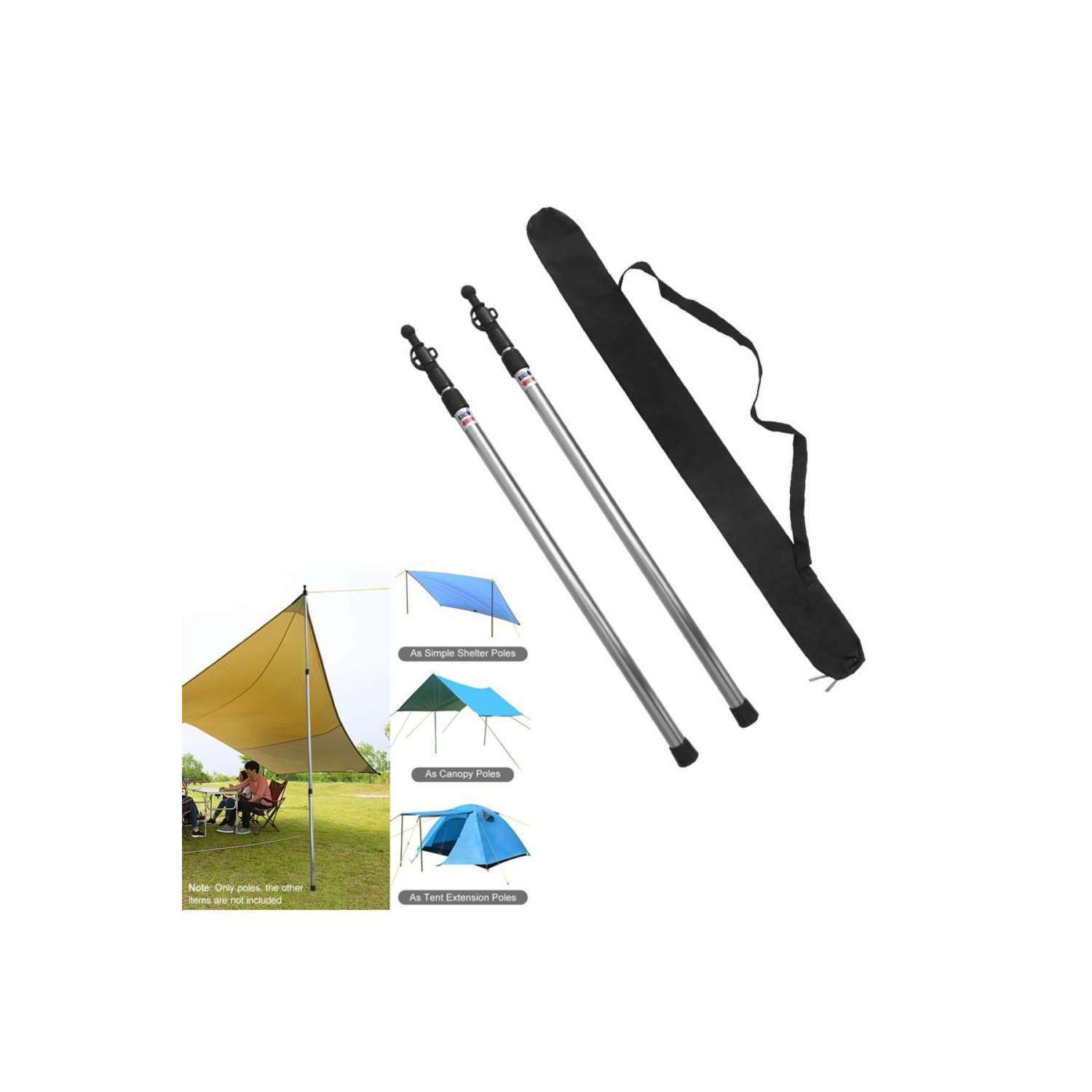 Kamp Direği 2 Adet Alüminyum Alaşımlı Çadır Tente Kamp Gölgelik Ayarlanabilir 230 cm