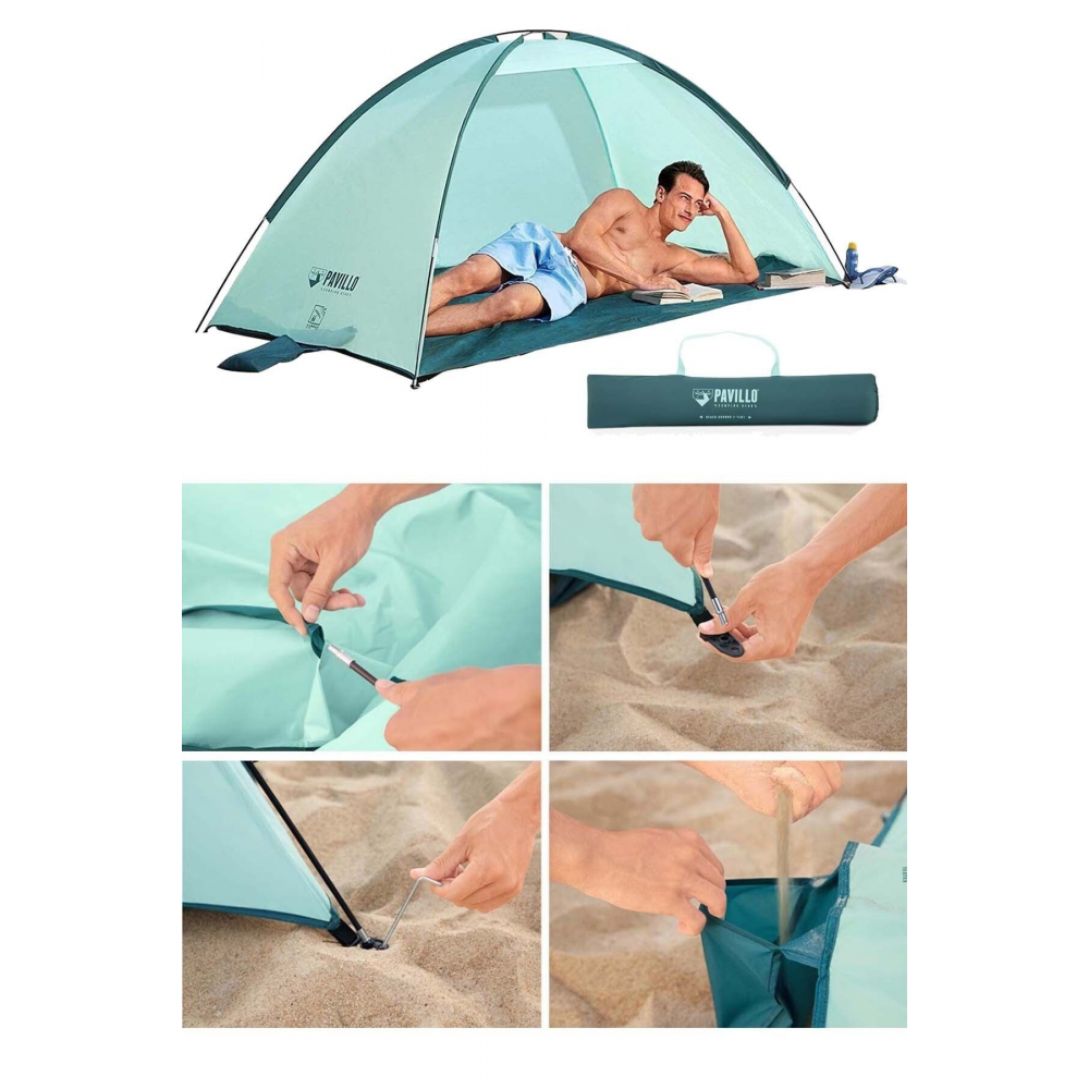 Plaj Güneşliği Plaj Çadırı Tente Gölgelik Çantalı 120x200cm Hb021-1