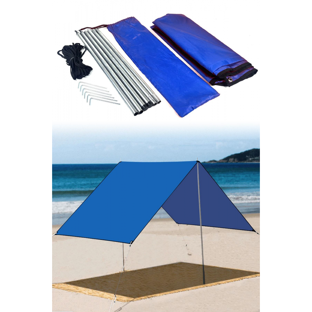 Kamp Araç Yan Tente Gölgelik Plaj Güneşlik Piknik Plaj Çadırı 150x300cm Çantalı FC012R