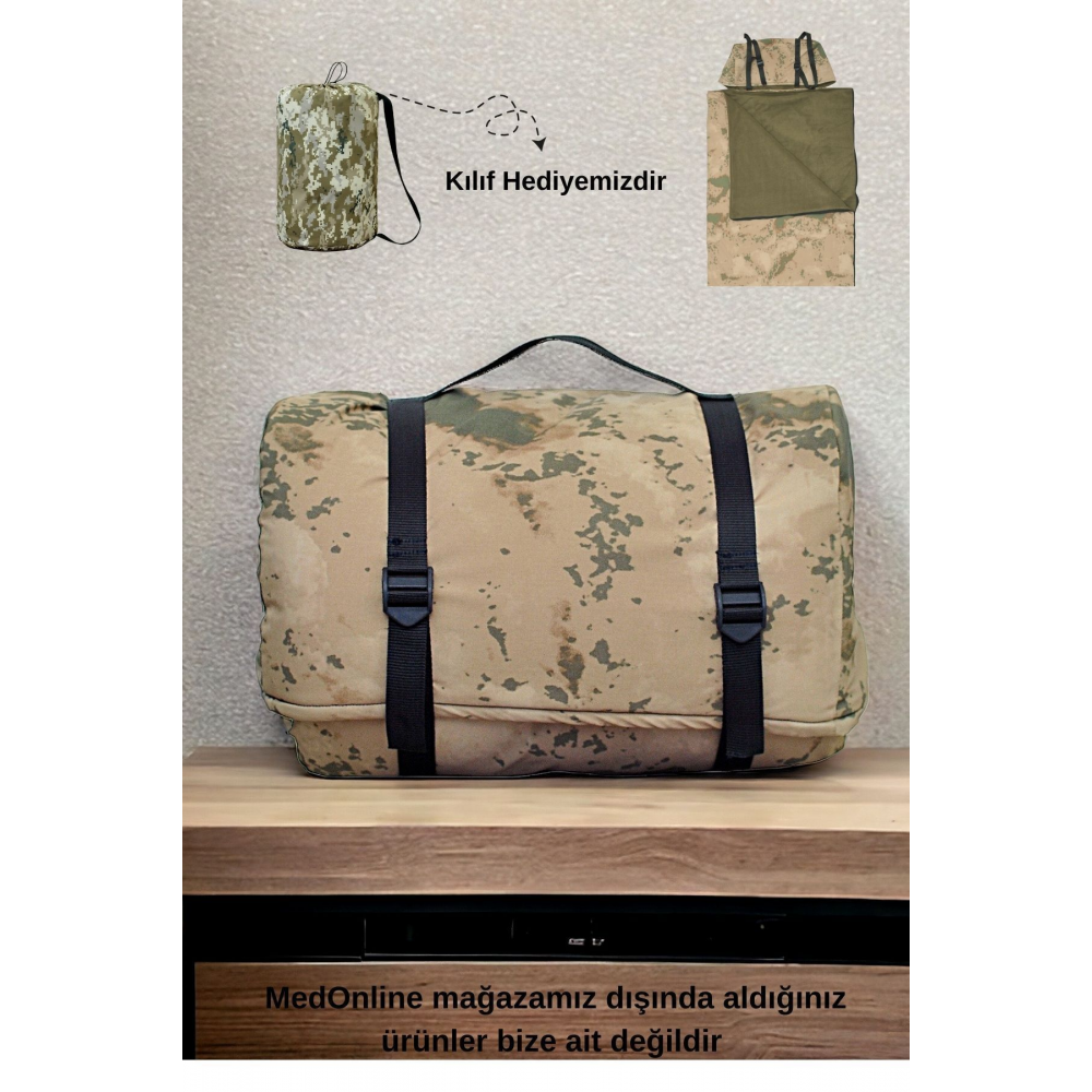 Askeri Kamuflaj Uyku Tulumu(-25 ) Su Geçirmez(215×150 CM) 220 gr Elyaf/180 gr Polar Kamp&deprem