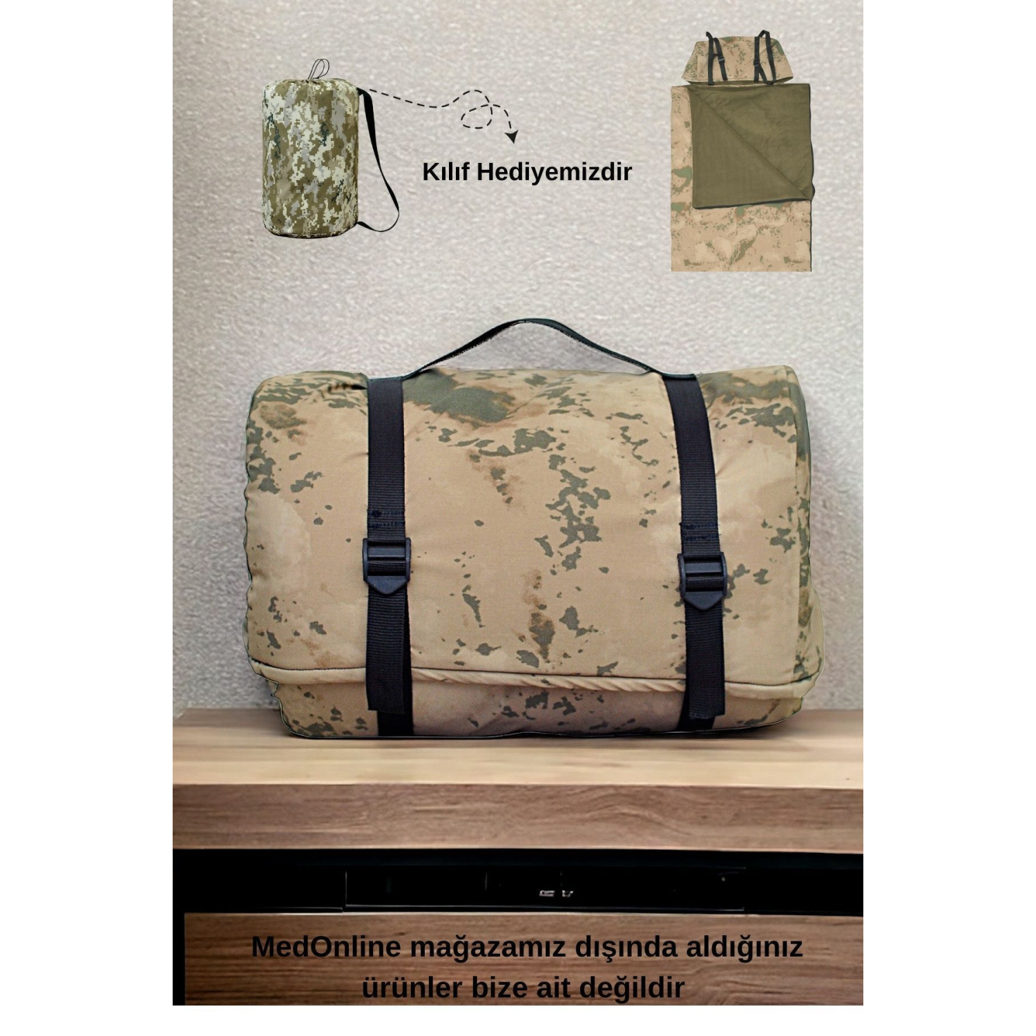 Askeri Kamuflaj Uyku Tulumu(-25 ) Su Geçirmez(215×150 CM) 220 gr Elyaf/180 gr Polar Kamp&deprem