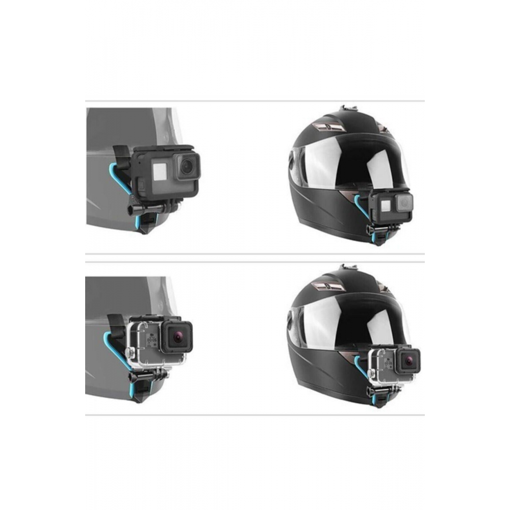 Aksiyon Kamera Kask Alt Çene Bağlantı Aparatı Gopro Eken Sjcam Aee Uyumlu Gp523 Mavi