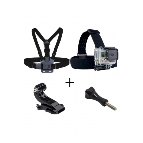 Tüm Aksiyon Kameralarla Uyumlu Kafa Bandı, Göğüs Bandı, J Hook, Uzun Vida Aksesuar Seti
