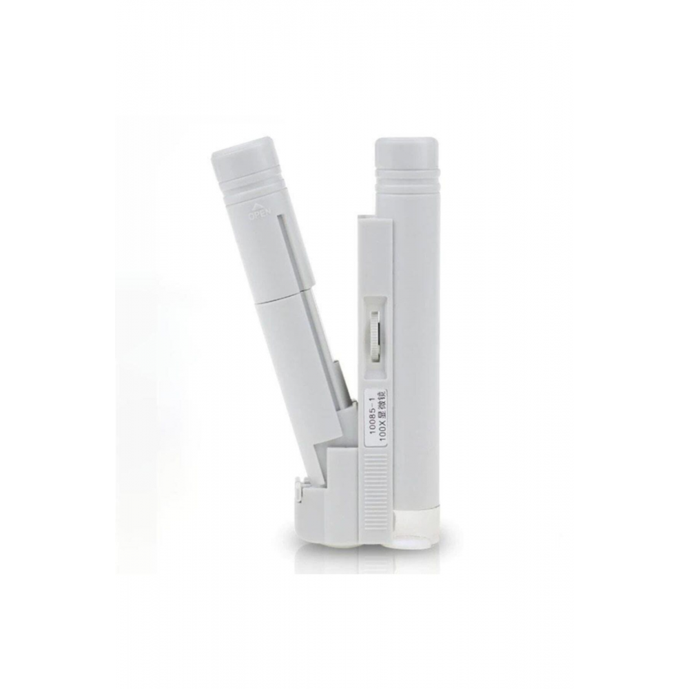 100x Mini Taşınabilir El Mikroskop Büyüteç Led Lamba Işığı