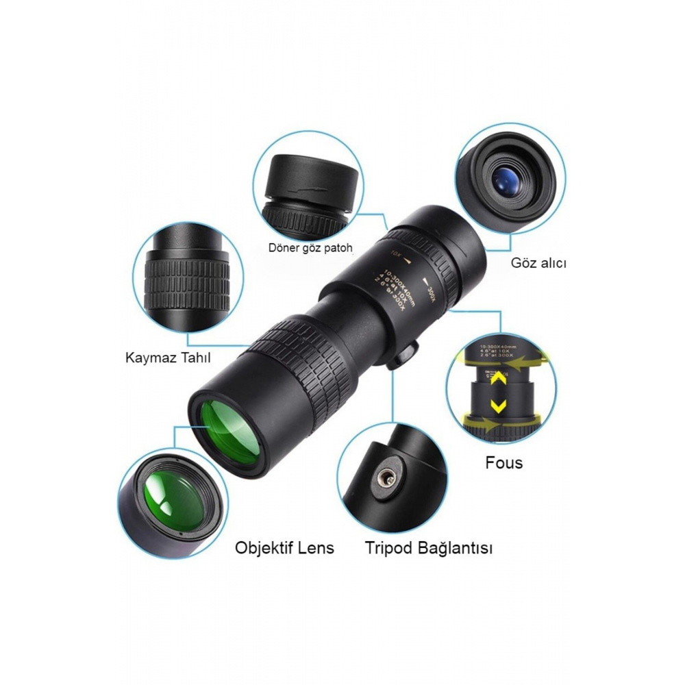 10-300x40 Zoom Dürbün Monoküler Termal Teleskop Telefon Tutucu Avcılık Kamp Kuş Gözlemciliği