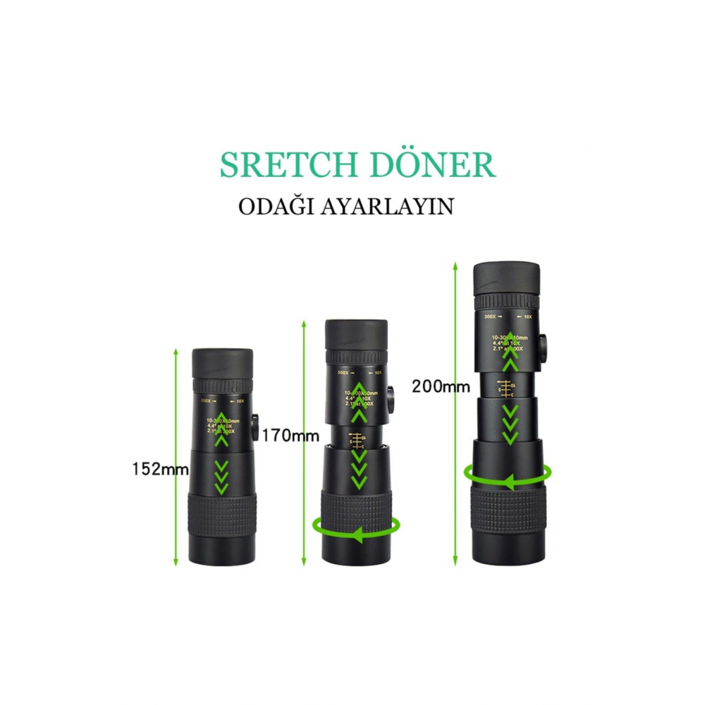 10-300x40 Zoom Dürbün Monoküler Termal Teleskop Telefon Tutucu Avcılık Kamp Kuş Gözlemciliği