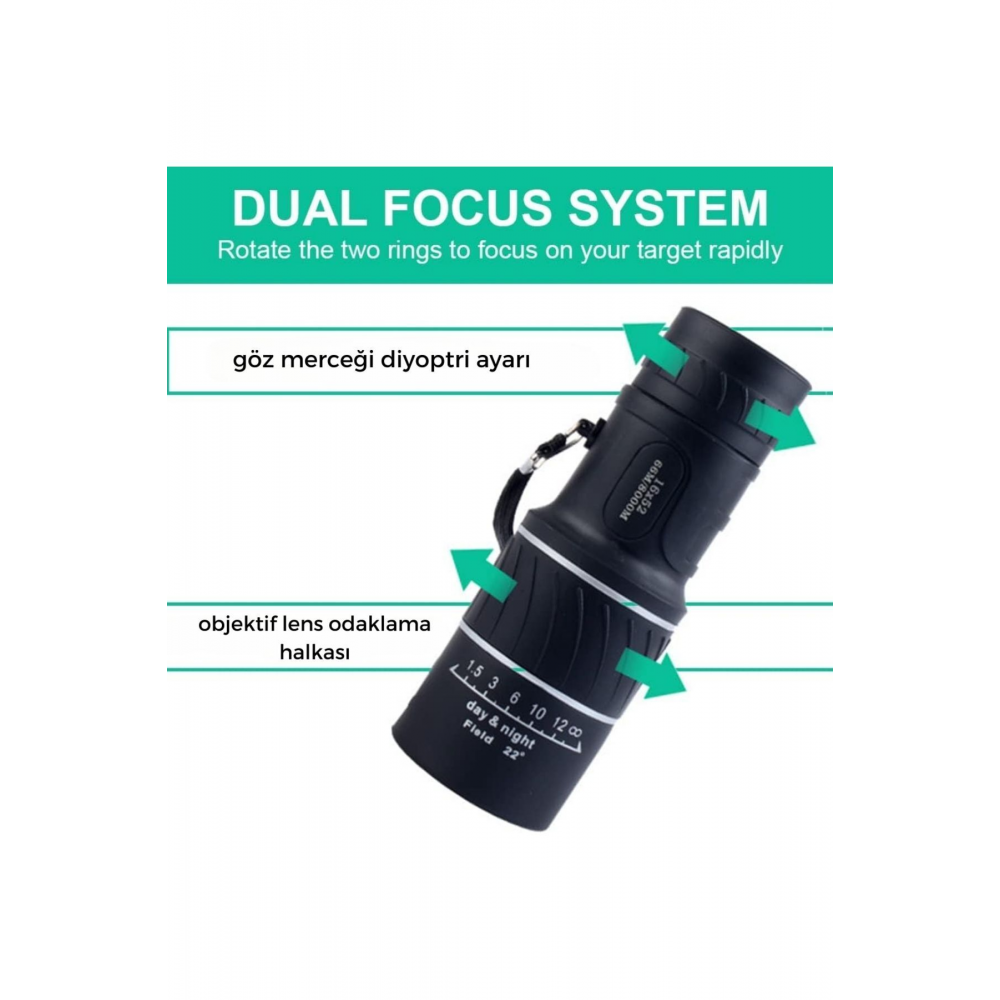 16X52 monoküler yetişkinler ve çocuklar için çift odaklı teleskop kuş gözlemciliği yapan hayatı avcı