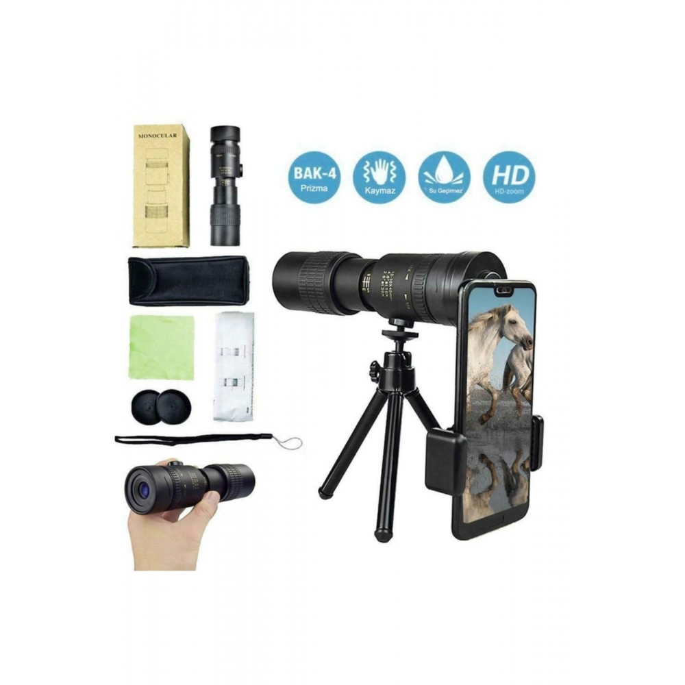 Telefon Tutuculu 10-300x40 Zoom Monoküler Teleskop Dürbün