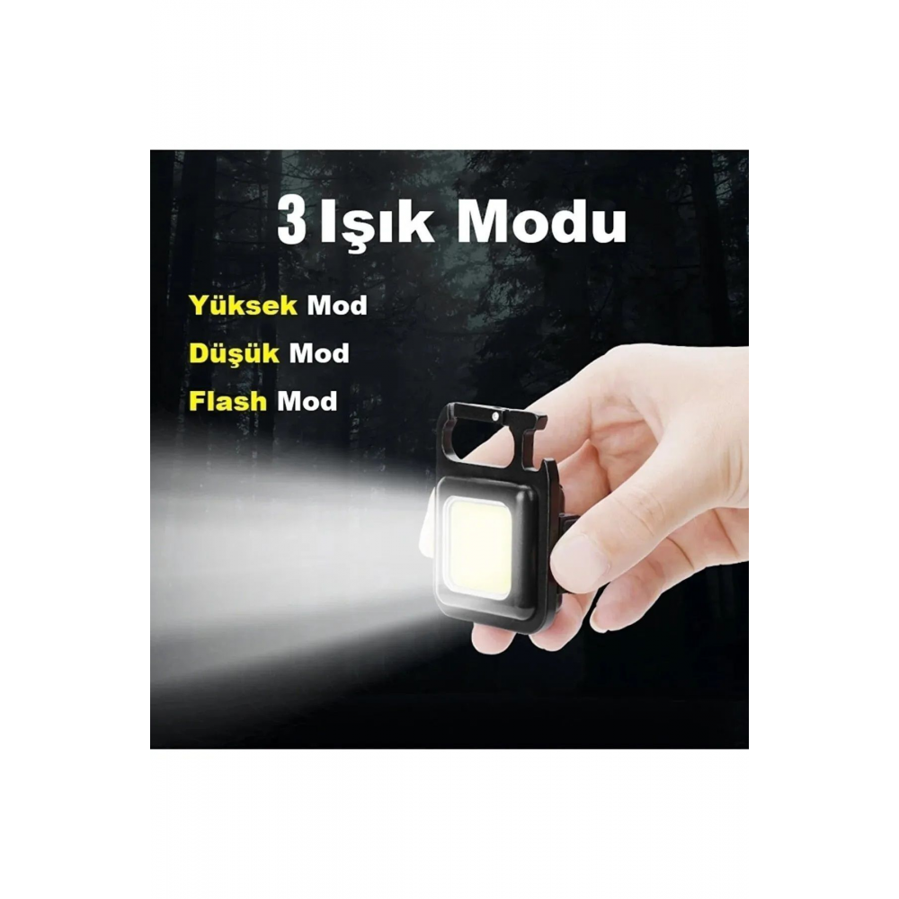 Mini Led El Feneri , Karabinalı, Mıknatıslı , Su Geçirmez , Şişe Açacaklı , Şarjlı 800mah