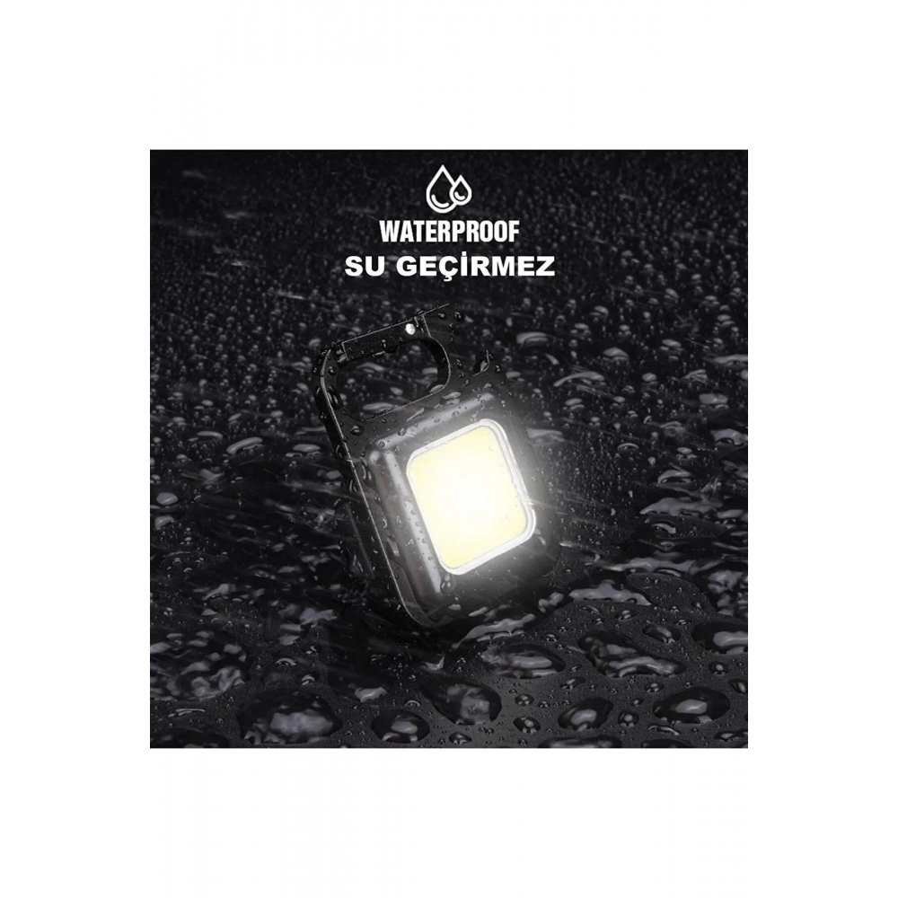 Mini Led El Feneri , Karabinalı, Mıknatıslı , Su Geçirmez , Şişe Açacaklı , Şarjlı 800mah