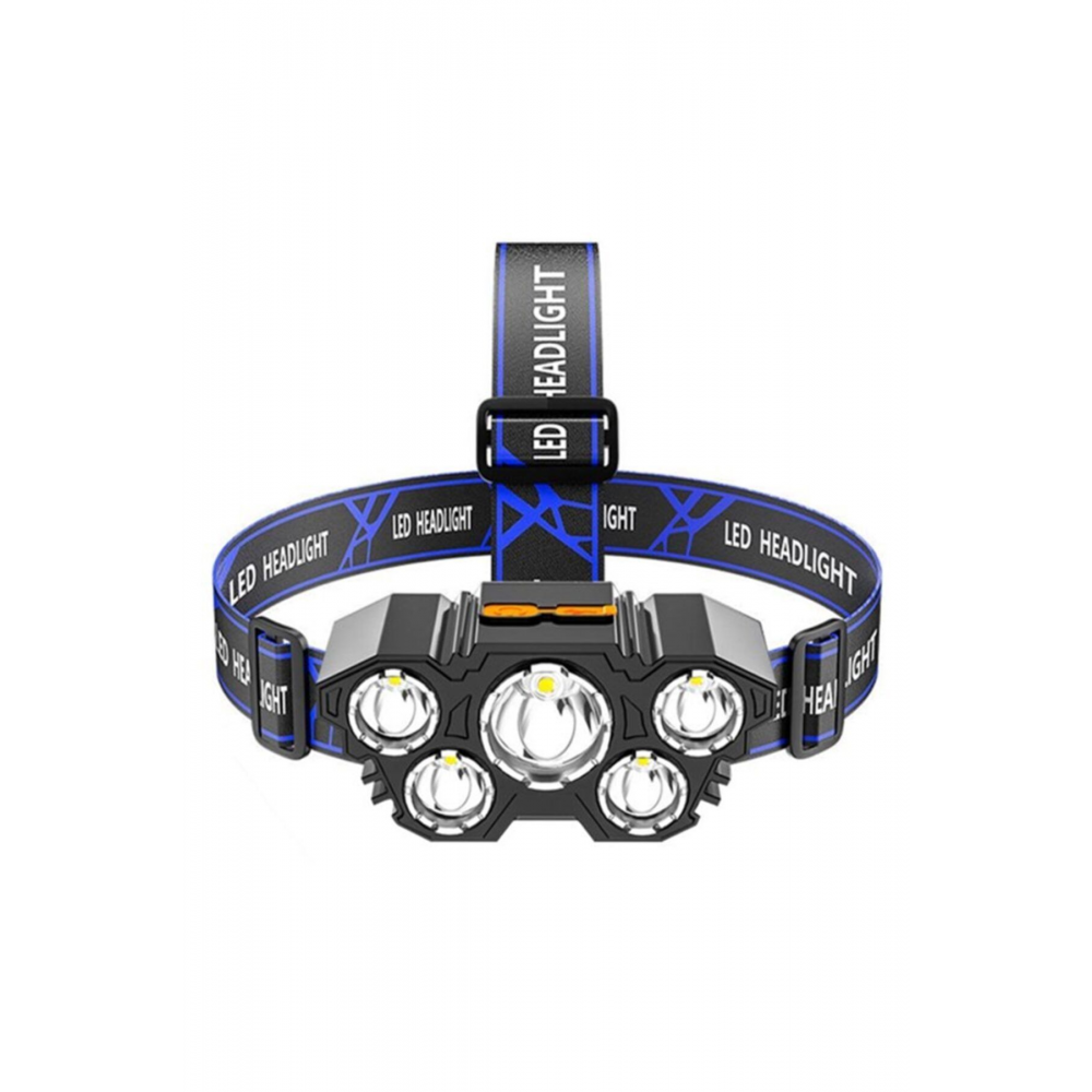 150w Led Rc-21 Şarjlı 5 Led 5x T6 Cree Led 36000 Lümen Profosyonel Kafa Feneri Lambası 4 Modlu