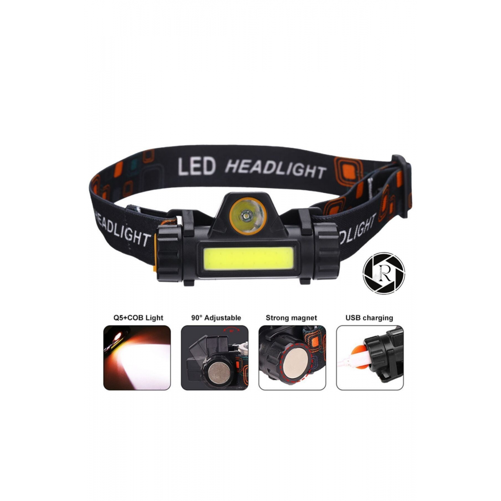 Kafa Feneri Şarjlı Mıknatıslı Lityum Lion Pilli 1200 Lümen Cob Led Kafa Lambası Çalışma Lambası