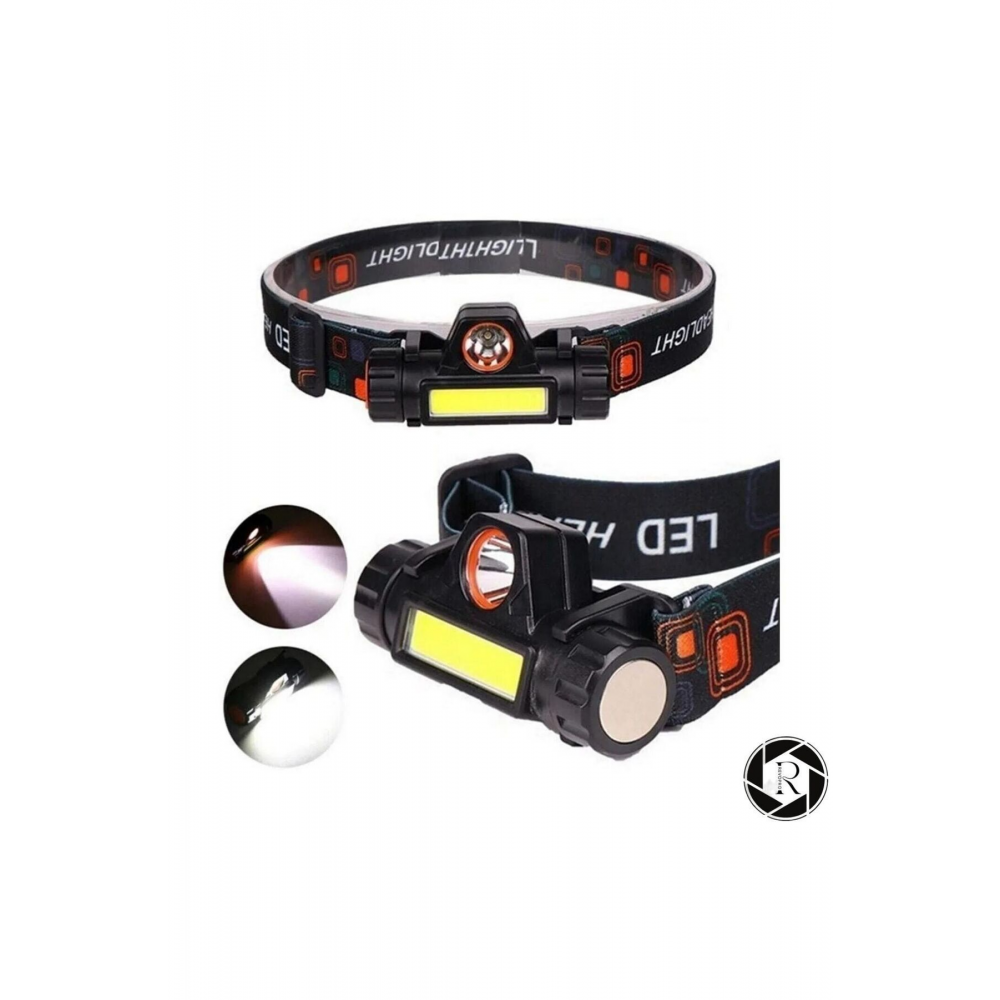 Kafa Feneri Şarjlı Mıknatıslı Lityum Lion Pilli 1200 Lümen Cob Led Kafa Lambası Çalışma Lambası