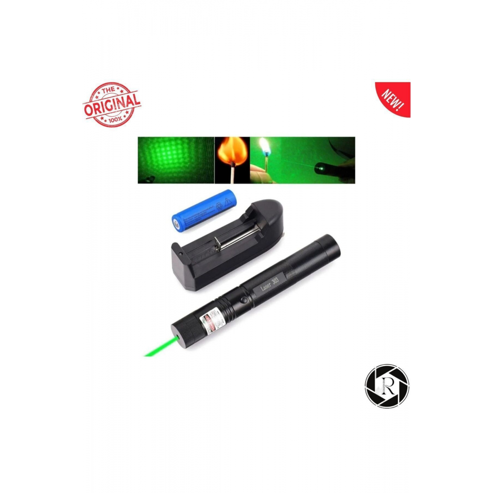 Laser Pointer Şarjlı Güçlü Yeşil Lazer Metal Kasa