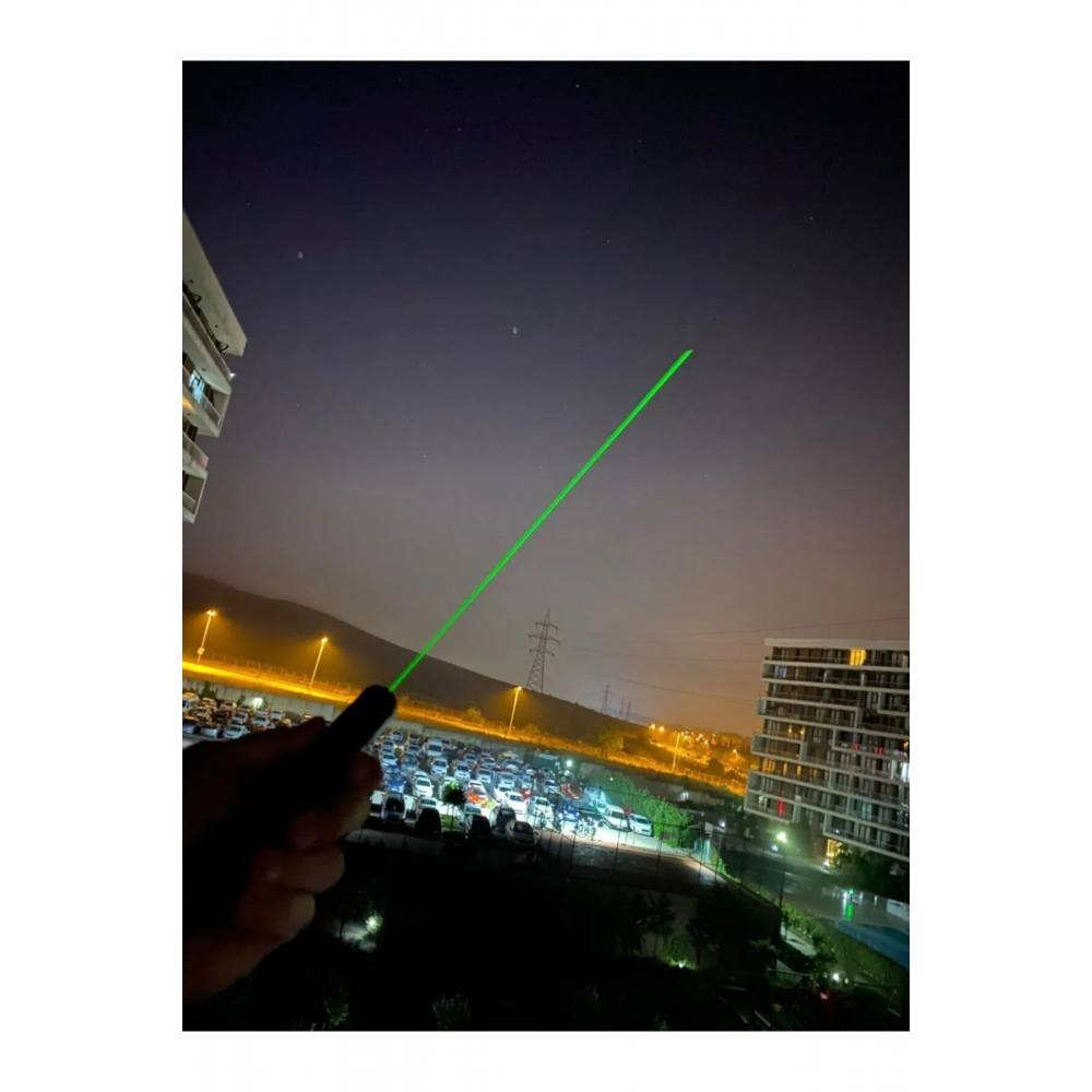 Şarjlı Turbo Yeşil Lazer Pointer Kibrit Yakabilen 15000 Mv Güç 150km
