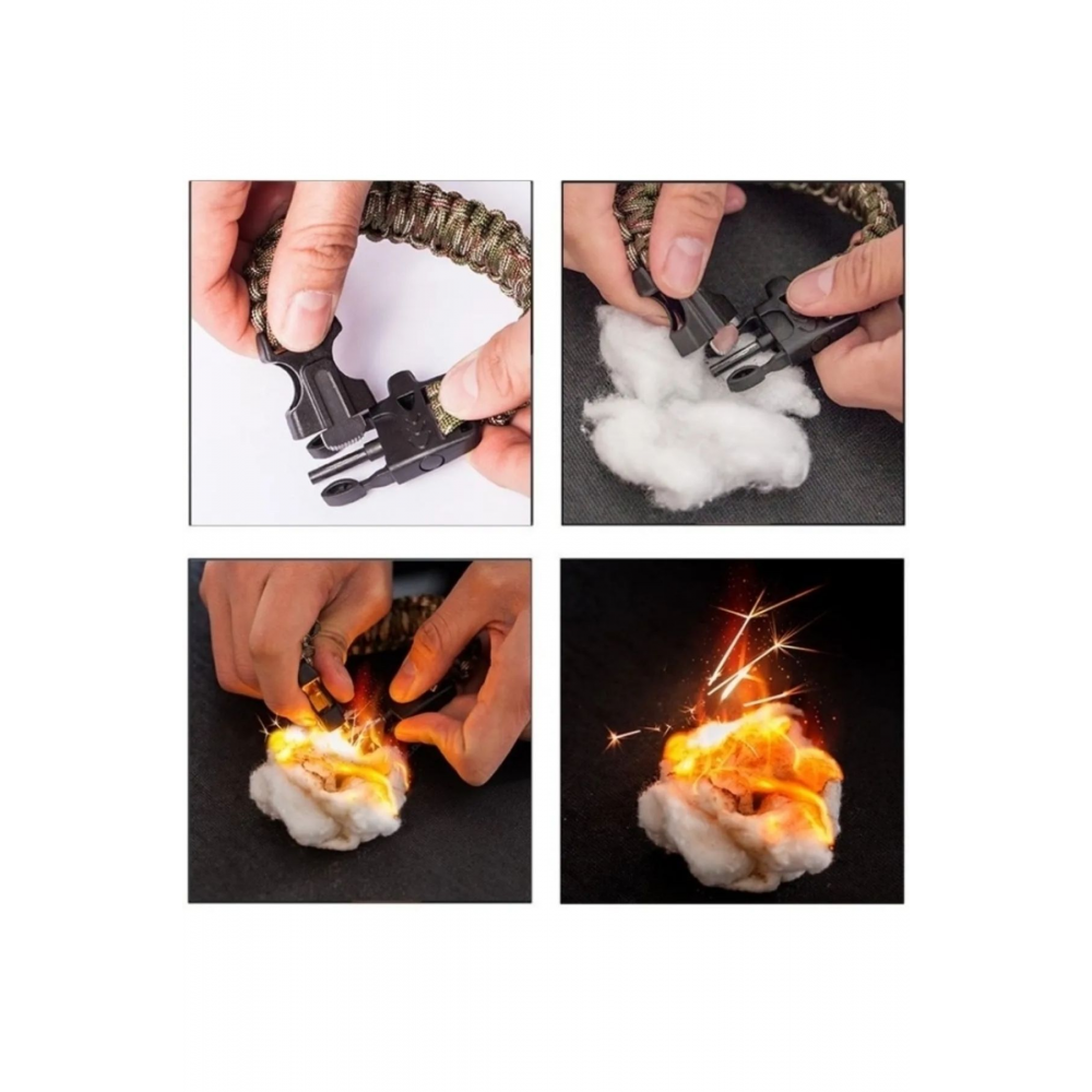 Hayatta Kalma Bilekliği Çok Amaçlı Paracord Bileklik Dağcı Kampçı Bileklik