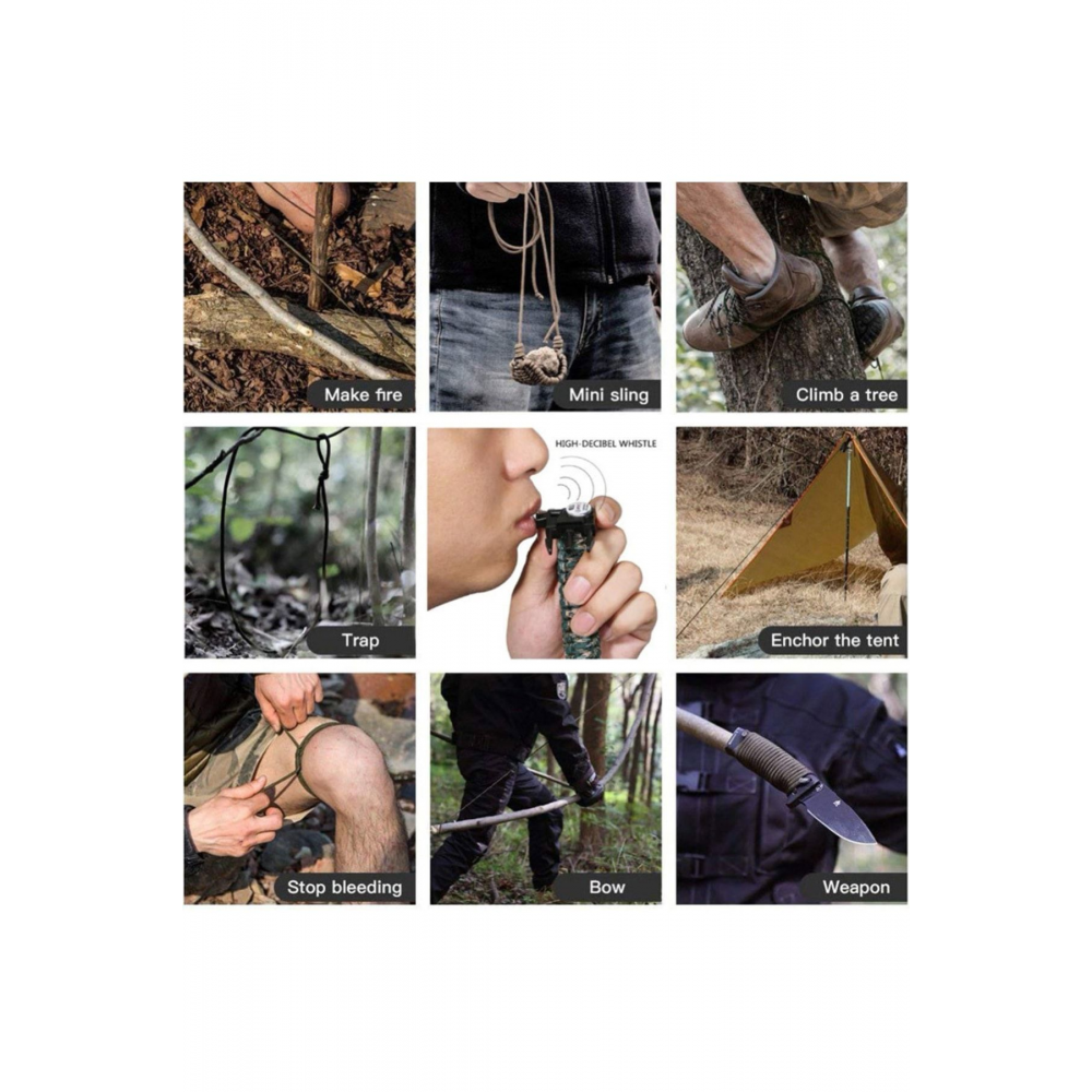 Out-4300 Paracord Hayatta Kalma Bilekliği Siyah