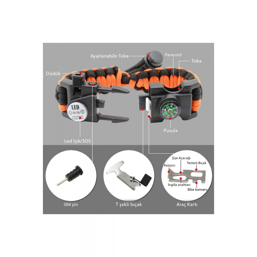 Out-4300 Paracord Hayatta Kalma Bilekliği Siyah