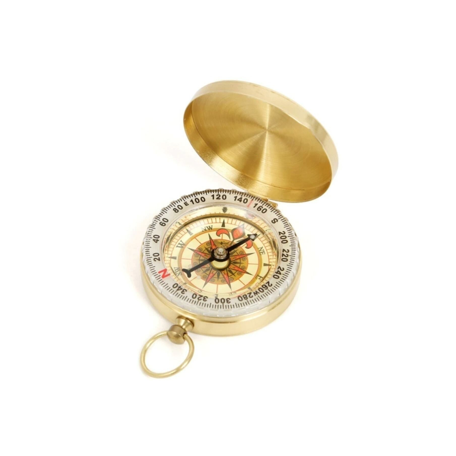 Yuvarlak Sarı Metal Kasa Su Geçirmez Fosforlu Dayanıklı Pusula (5cmx1.6cm)