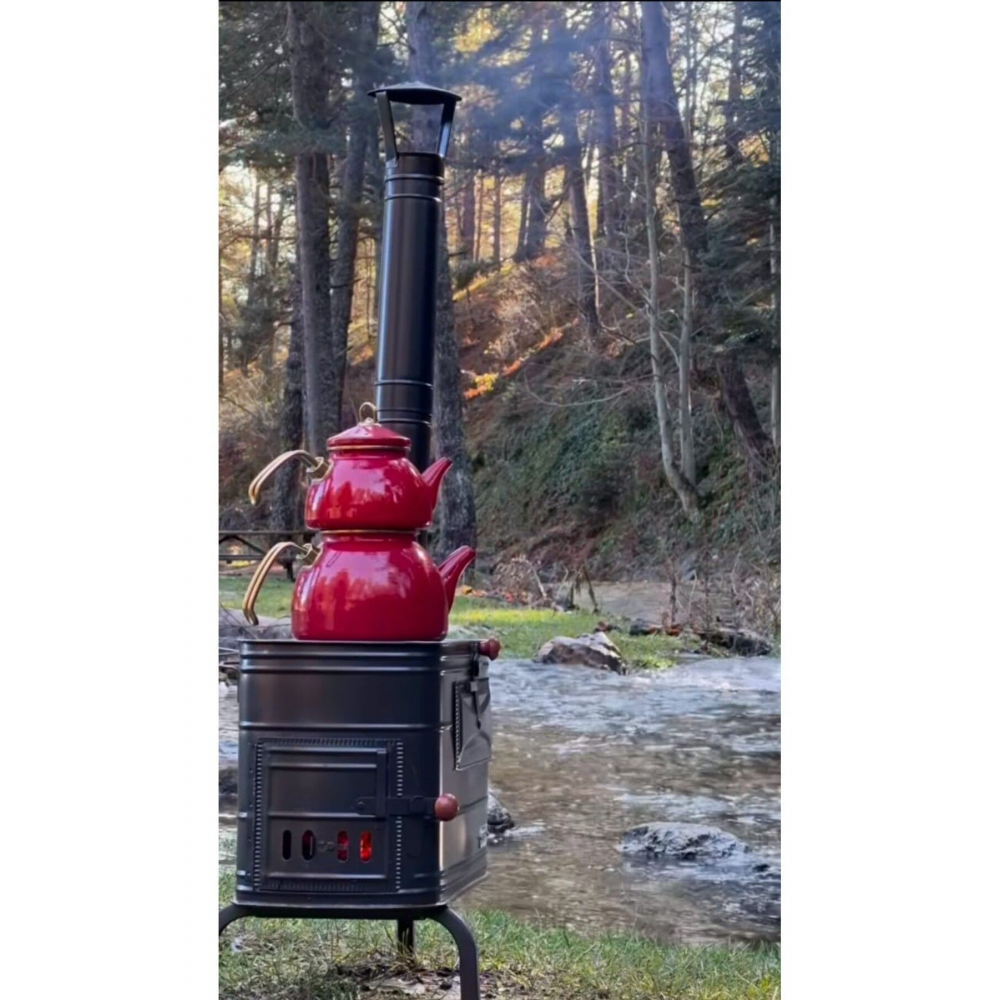Kamp Ve Çadır Sobası Kuzineli Fırınlı Odun Yakan Taşınabilir Soba