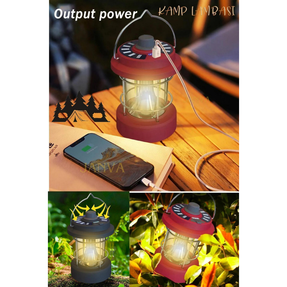 Güneş Panelli Enerjili Solar Nostaljik Ledli Kamp Feneri Lamba Işıldak Usb Şarjlı Dekoratif Fener
