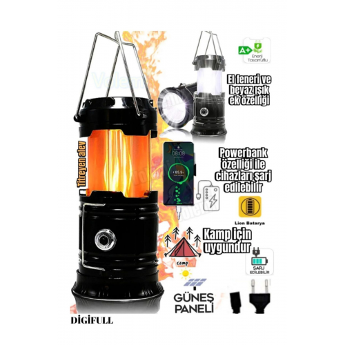 Kamp Lambası Güneş Enerjili Kamp Çadır Feneri Led Solar Şarjlı Usb Girişli Led Işıldak