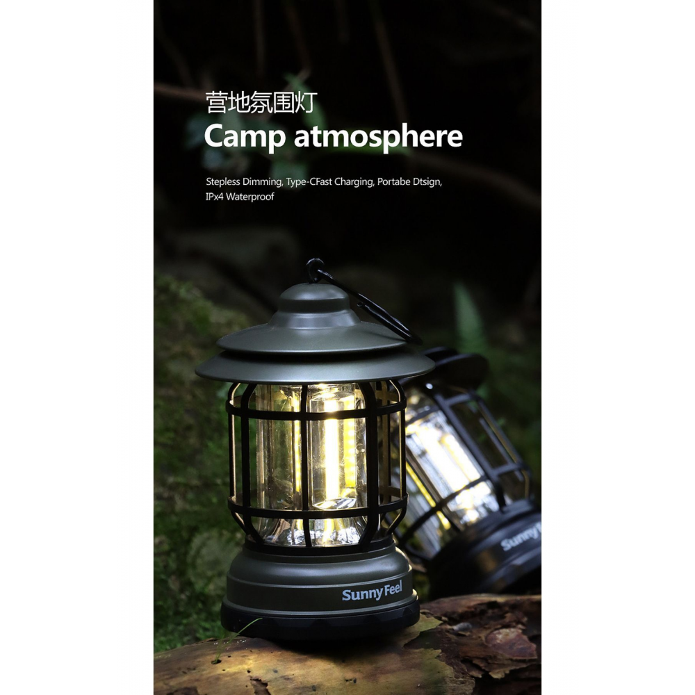 Nostaljik ışığı ayarlanabilir Şarjlı Ledli Kamp Lambası Işıldak Fener 18650 şarjlı pilli