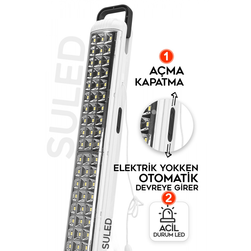 Sl-1024 69 Power Li Işıldak Çekmeli Ipli Fener Şarjlı Işıldak 2 Kademeli Aydınlatma Kamp El Feneri
