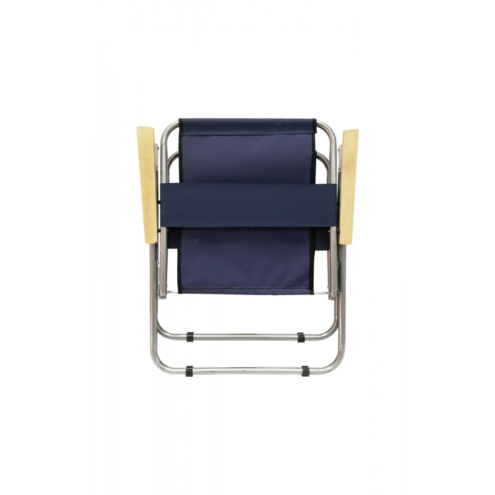 4 Adet Ahşap Kollu Lacivert Kamp Sandalyesi Katlanır Masa 1 Adet 60x45 Cm