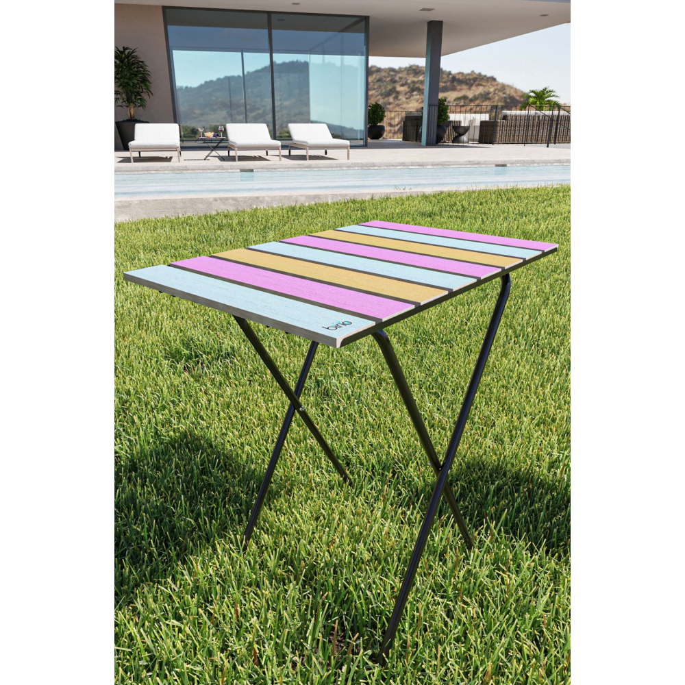 Katlanır Kamp Masası Yükseklik Ayarlı Ahşap Piknik Masası Balkon Masası Mutfak Masası Renkli