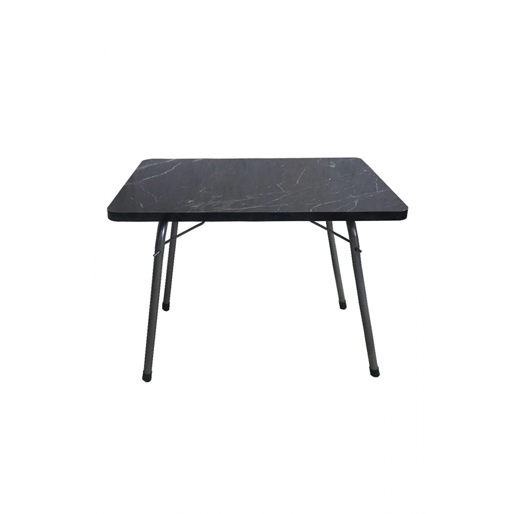 Katlanır Masa Balkon Bahçe Kamp Masası Piknik Masası 45x60 Cm - Siyah Mermer