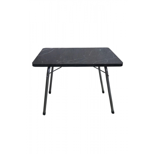 Katlanır Masa Balkon Bahçe Kamp Masası Piknik Masası 45x60 Cm - Siyah Mermer