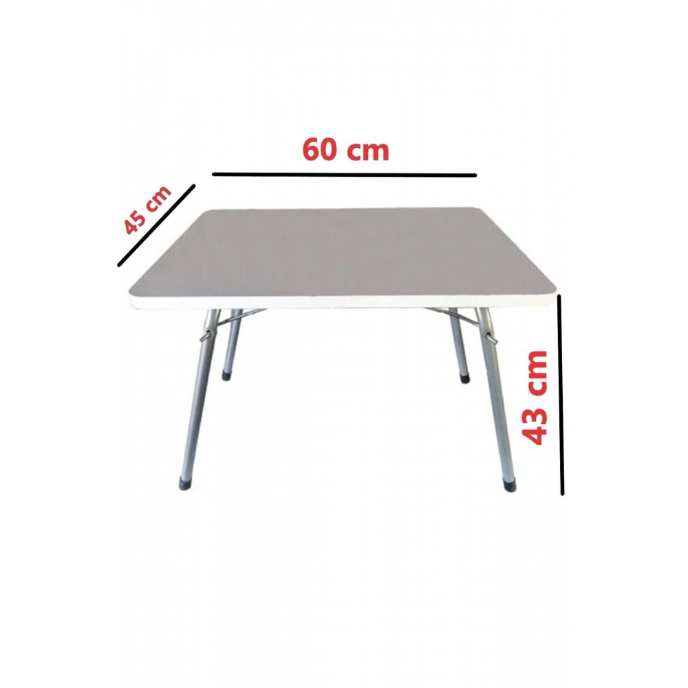 Katlanır Masa Balkon Bahçe Kamp Masası Piknik Masası 45x60 Cm - Siyah Mermer