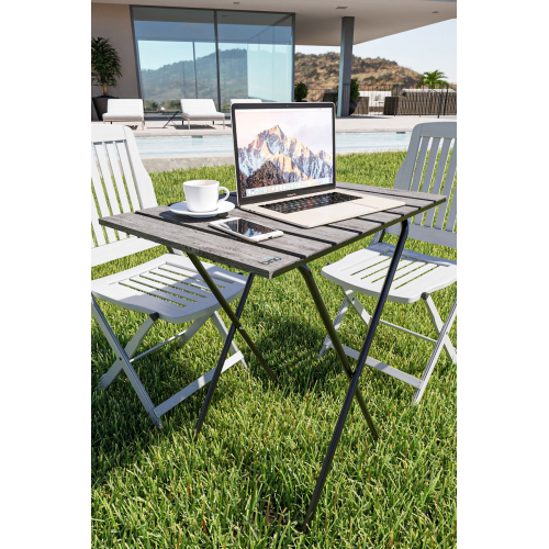 Katlanır Mutfak Masası Yükseklik Ayarlı Ahşap Kamp Masası Piknik Masası Balkon Masası