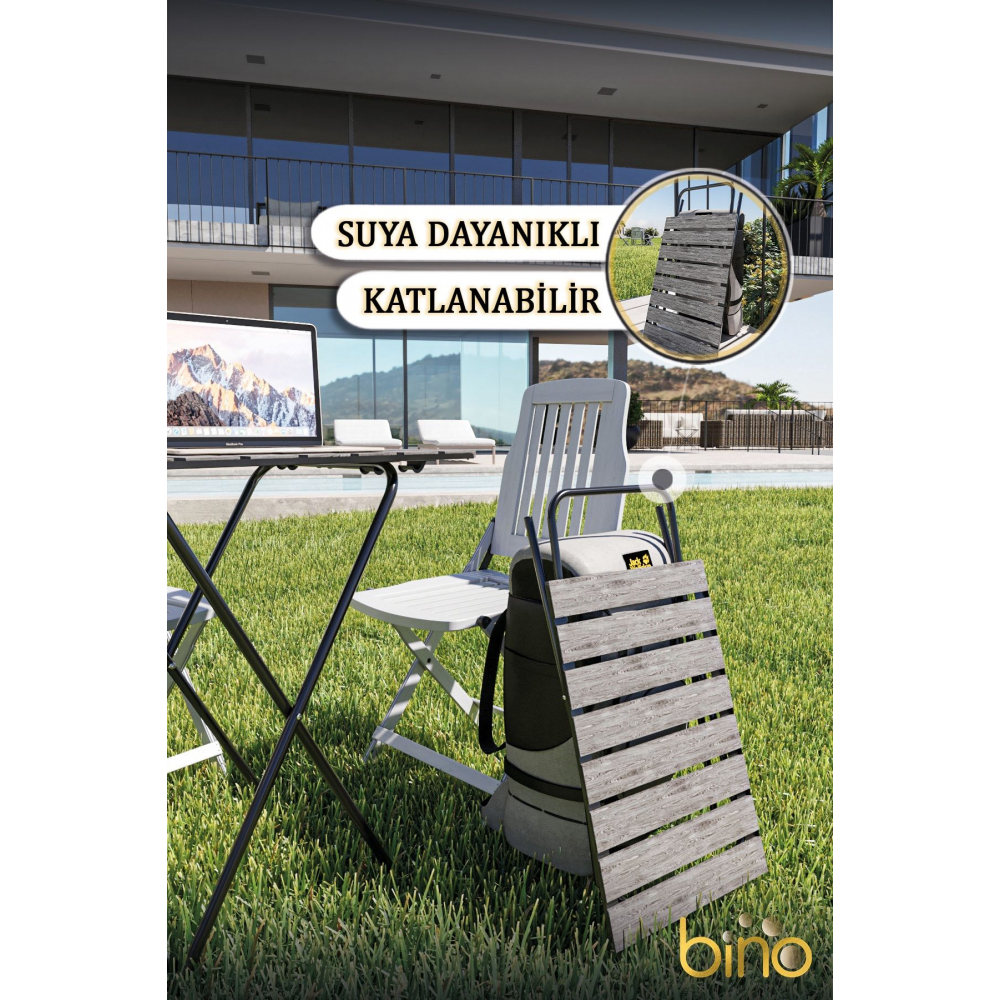 Katlanır Mutfak Masası Yükseklik Ayarlı Ahşap Kamp Masası Piknik Masası Balkon Masası