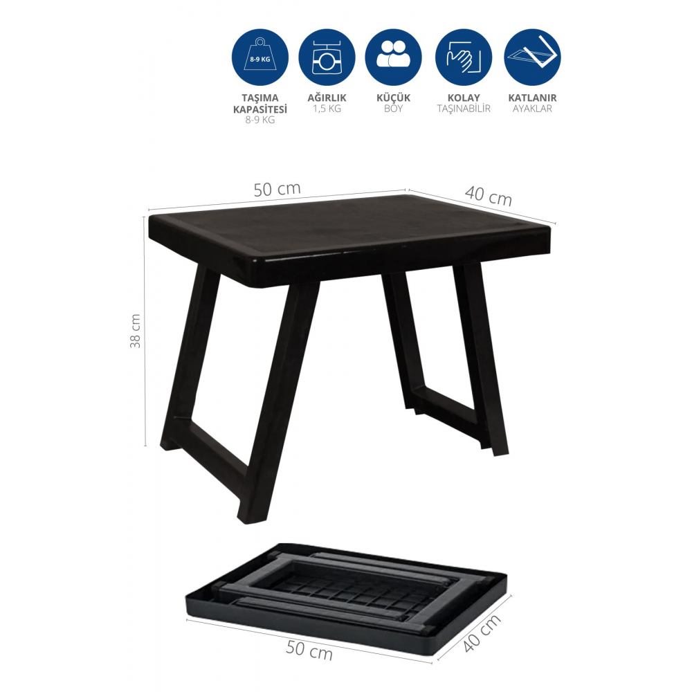 Katlanır Plastik Sehpa Antrasıt-kamp Masası.