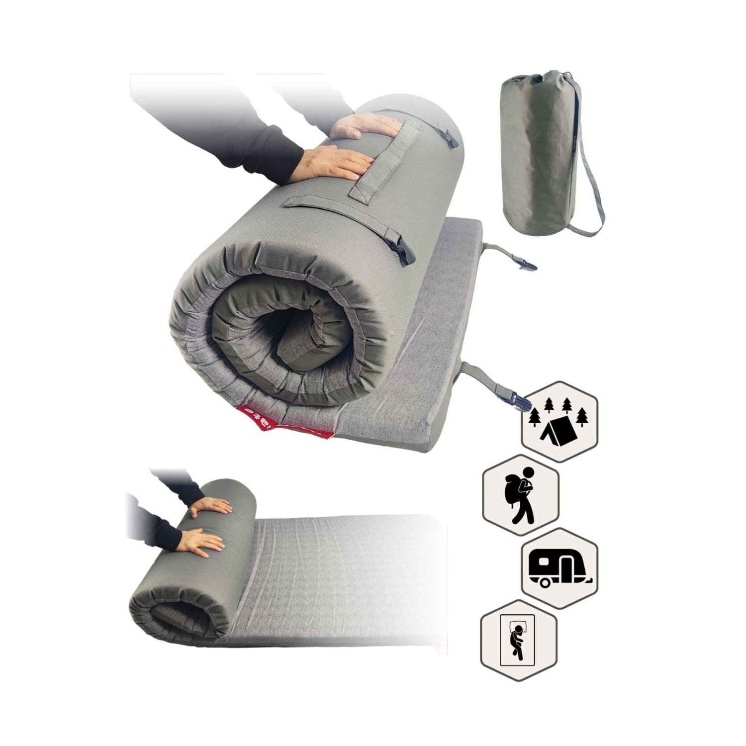 GezginMat Kamp Yatağı Taşıma Çantalı Kamp Matı Fermuarlı Kamp Minderi Çadır Matı  70x180x6cm