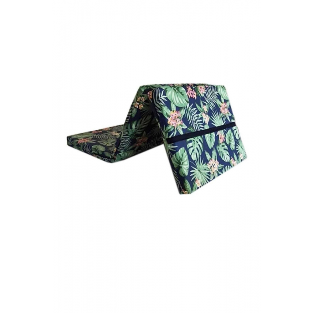 Katlanır Kamp Yatağı Çadır Yatağı 70x180 6 Cm Işbir Gri Kalın Sünger Yeşil Yaprak