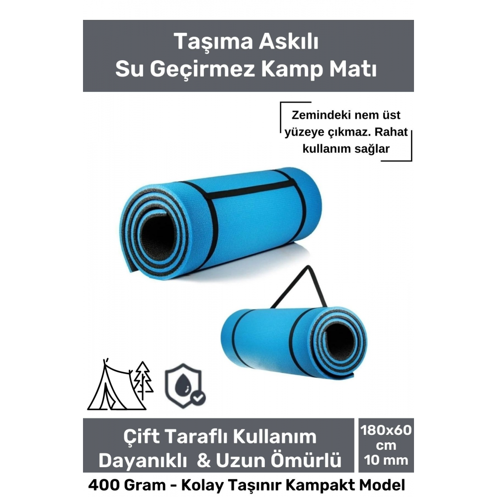 Su Geçirmez Konfor Modeli Taşıma Askılı Çift Taraflı Kamp Zemin Çadır Uyku Matı Yer Minderi