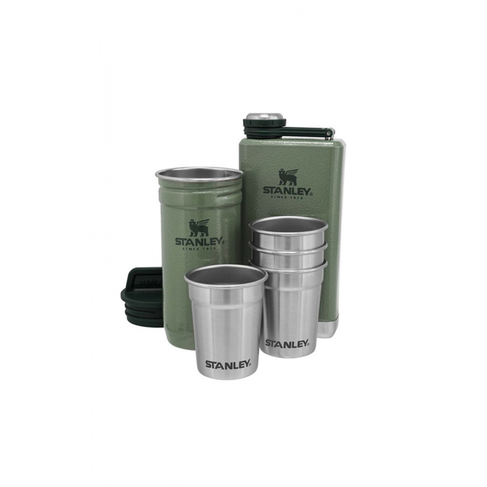 Adventure Çelik Shot Gri Bardak ve Yeşil Matara Seti