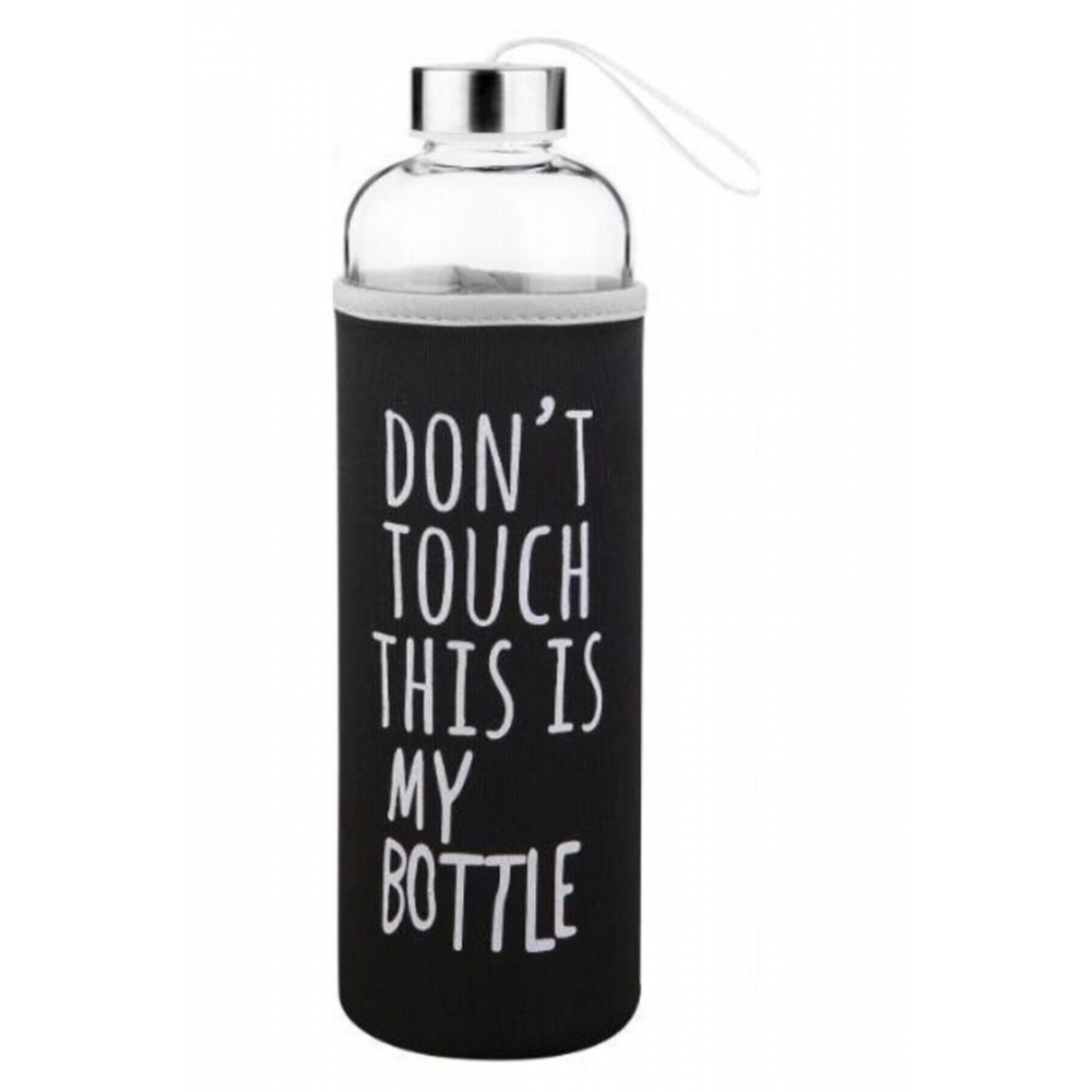 Siyah Sağlıklı Cam Matara 1000 ml Su Şişesi 1lt Sporcu Matarası